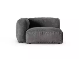 Velvet Modul Left, "Martina", 1 Seat, 120x120x75, Grey