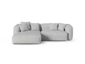 Boucle Modular Left Corner Sofa, "Martina", 2 Seats, 280x176x75, Silver