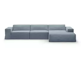 Modular Right Corner Sofa, "Jodie", 4 Seats, 284x166x70, Muted Blue