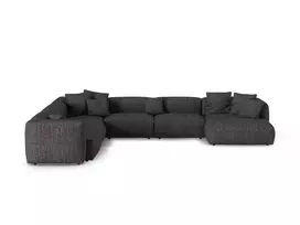 Boucle Modular Left Corner Sofa, "Martina", 6 Seats, 420x330x75, Anthracite
