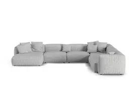 Boucle Modular Right Corner Sofa, "Martina", 6 Seats, 420x330x75, Silver