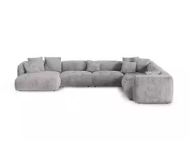 Modular Right Corner Sofa, "Martina", 6 Seats, 420x330x75, Light Grey