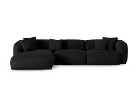 Modular Left Corner Sofa, "Martina", 3 Seats, 370x176x75, Black