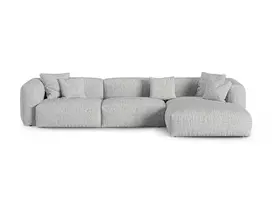 Boucle Modular Right Corner Sofa, "Martina", 3 Seats, 370x176x75, Silver