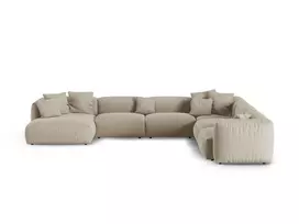 Modular Right Corner Sofa, "Martina", 6 Seats, 420x330x75, Light Beige