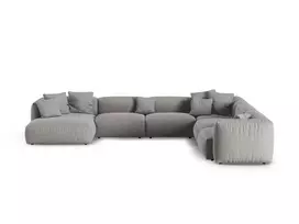 Modular Right Corner Sofa, "Martina", 6 Seats, 420x330x75, Light Grey