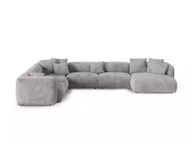 Modular Left Corner Sofa, "Martina", 6 Seats, 420x330x75, Light Grey