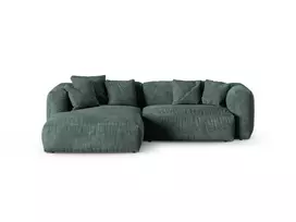 Velvet Modular Left Corner Sofa, "Martina", 2 Seats, 280x176x75, Petrol