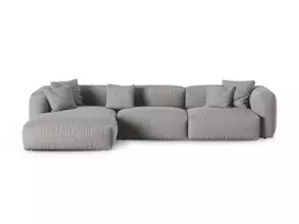 Modular Left Corner Sofa, "Martina", 3 Seats, 370x176x75, Light Grey