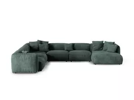 Velvet Modular Left Corner Sofa, "Martina", 6 Seats, 420x330x75, Petrol