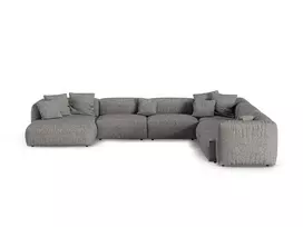 Boucle Modular Right Corner Sofa, "Martina", 6 Seats, 420x330x75, Graphite