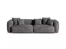Velvet Modular Sofa, "Martina", 4 Seats, 320x120x75, Grey