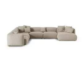 Modular Left Corner Sofa, "Martina", 6 Seats, 420x330x75, Light Beige