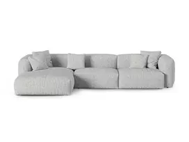 Boucle Modular Left Corner Sofa, "Martina", 3 Seats, 370x176x75, Silver