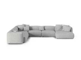Boucle Modular Left Corner Sofa, "Martina", 6 Seats, 420x330x75, Silver