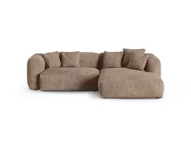 Velvet Modular Right Corner Sofa, "Martina", 2 Seats, 280x176x75, Dark Beige
