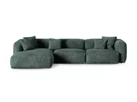 Velvet Modular Left Corner Sofa, "Martina", 3 Seats, 370x176x75, Petrol