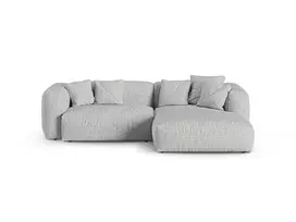 Boucle Modular Right Corner Sofa, "Martina", 2 Seats, 280x176x75, Silver