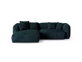 Velvet Modular Left Corner Sofa, "Martina", 2 Seats, 280x176x75, Deep Petrol