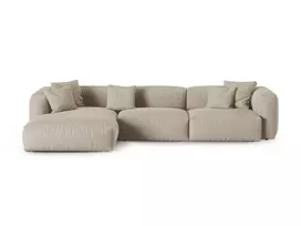 Modular Left Corner Sofa, "Martina", 3 Seats, 370x176x75, Light Beige