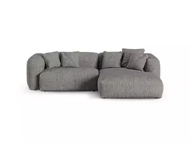 Boucle Modular Right Corner Sofa, "Martina", 2 Seats, 280x176x75, Graphite