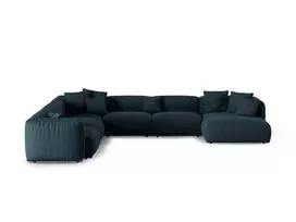 Modular Left Corner Sofa, "Martina", 6 Seats, 420x330x75, Blue Jeans