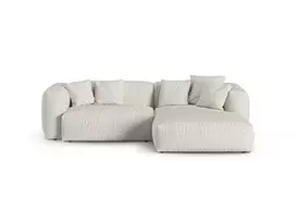 Boucle Modular Right Corner Sofa, "Martina", 2 Seats, 280x176x75, Grey Beige Melange