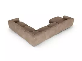 Velvet Modular Right Corner Sofa, "Martina", 6 Seats, 420x330x75, Dark Beige
