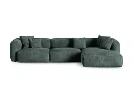Velvet Modular Right Corner Sofa, "Martina", 3 Seats, 370x176x75, Petrol