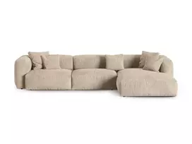 Velvet Modular Right Corner Sofa, "Martina", 3 Seats, 370x176x75, Light Beige