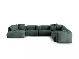 Velvet Modular Right Corner Sofa, "Martina", 6 Seats, 420x330x75, Petrol