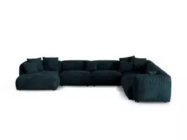 Velvet Modular Right Corner Sofa, "Martina", 6 Seats, 420x330x75, Deep Petrol