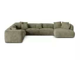 Modular Left Corner Sofa, "Martina", 6 Seats, 404x312x75, Moss Green