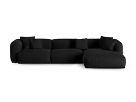 Modular Right Corner Sofa, "Martina", 3 Seats, 370x176x75, Black