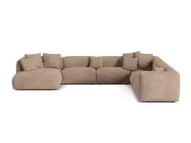 Velvet Modular Right Corner Sofa, "Martina", 6 Seats, 404x312x75, Dark Beige