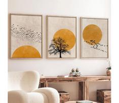 Komplektas 3 vnt. paveikslų rėmuose 50x70 cm smėlio/oranžinė