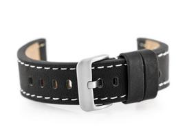 W48 odinis laikrodžio dirželis - PREMIUM - juodas/baltas - 24mm