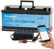 Akumuliatorius Ličio-geležies Kepworth 12V 120AH LiFePO4 SU PAKROVĖJU IR Bluetooth smart