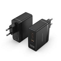 Vention 3-Port USB (C+C+A) GaN Charger (100W/100W/30W) EU Plug Black