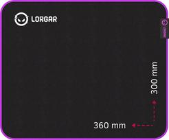 Lorgar Main 313, Gaming mouse pad, High-speed surface, Purple anti-slip rubber base, size: 360mm x 300mm x 3mm, weight 0.195kg