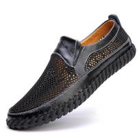 Aukštos kokybės didelio dydžio odiniai vyriški sandalai Vasariniai kvėpuojantys fly-woven tinklelio kasdieniai batai Rankomis siūti odiniai batai Dydis 38 -50 50