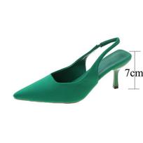 Jmprs Moteriški Paprasti Mėlyni Slingback Aukštakulniai Vasariniai Elegantiški Smailianosiai Aukštakulniai Batai Moteriai Vienspalviai Ploni Kulniukai Basutės Moterims 35 žalia