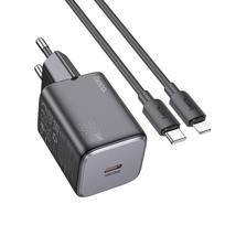 Hoco USB C QC PD 20W įkroviklis + USB C į Lightning N40 laidas juodas