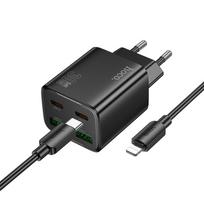 Telefono kroviklis Hoco 2 x USB C + 2 x USB A QC3.0 PD 3A 30W + USB C į Lightning N56 juodas