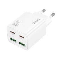 Telefono įkroviklis Hoco 2 x USB C + 2 x USB A QC3.0 PD 3A 30W N56 baltas