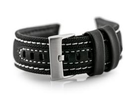 W34 odinis laikrodžio dirželis - PREMIUM - juodas/baltas - 24mm
