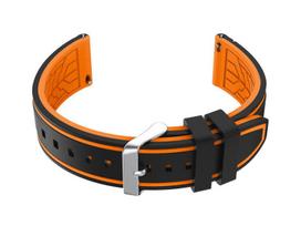U14 guminė laikrodžio juosta - juoda/oranžinė - 22mm