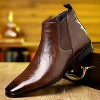 Didelio dydžio Nauji vyriški batai Odiniai laisvalaikio batai Madingi smailianosiai Laisvalaikio Chelsea Elegantiški batai 39 ruda