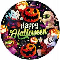 Popieriniai "happy Halloween" lėkštelės su monstriukais, 23cm, 6 vnt.