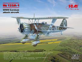 Klijuojamas Modelis ICM 32014 WWII German attack aircraft Hs 123A-1 1/32